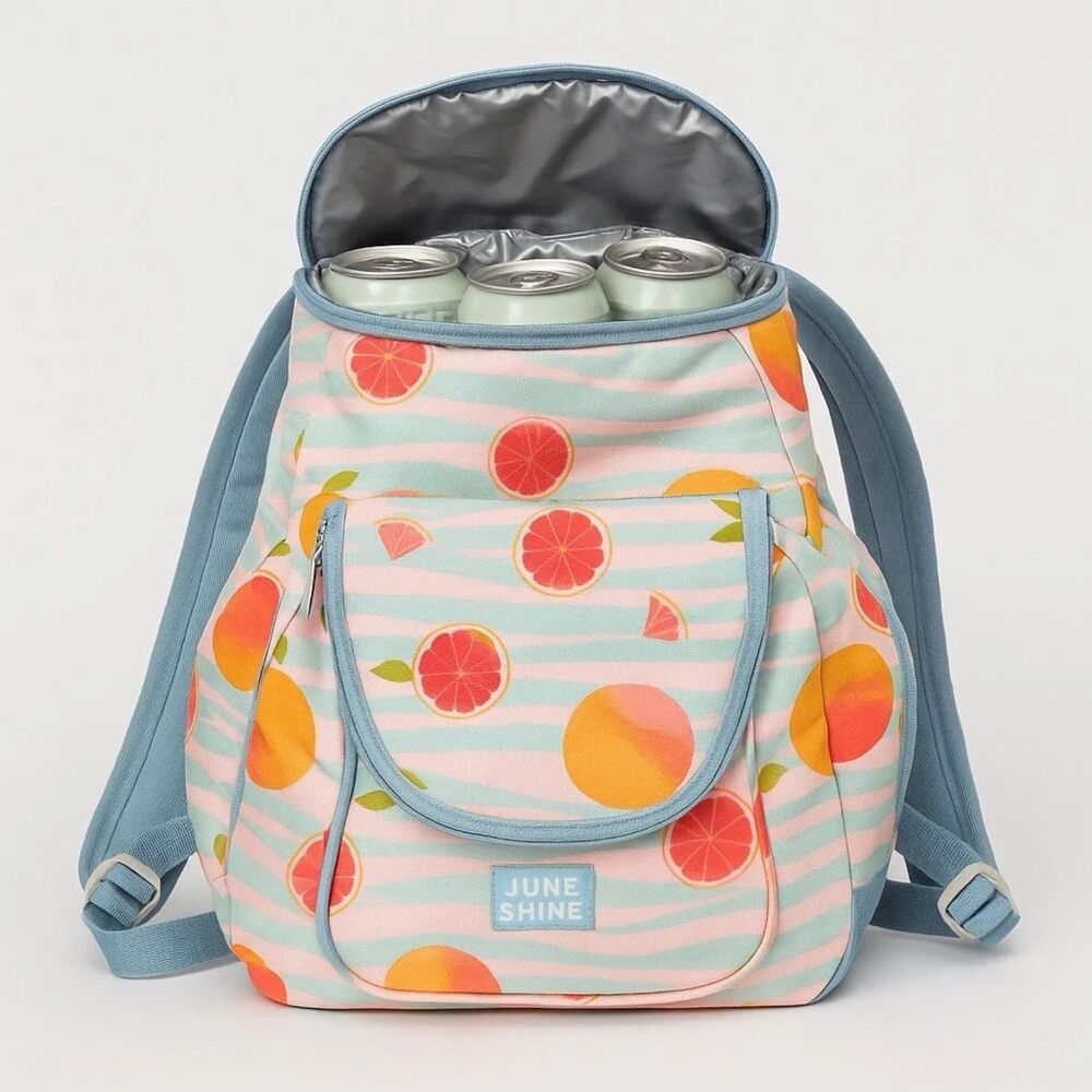 JuneShine Insulated Cooler Backpack Citrus Fruit Print Leakproof New